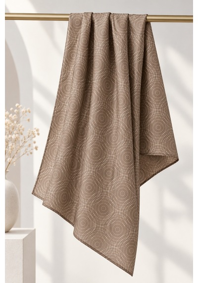 Bihan Store Zarif Geometrik Desenli Komfort Kadın Eşarp Şık Dokulu Günlük Ve Özel Gün Eşarbı Y26-1883-kahve
