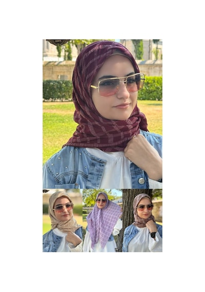 Aldaıyr 4 Adet - Jakarlı Caz Eşarp 120 X120 Pamuk Çok Renklij03-7