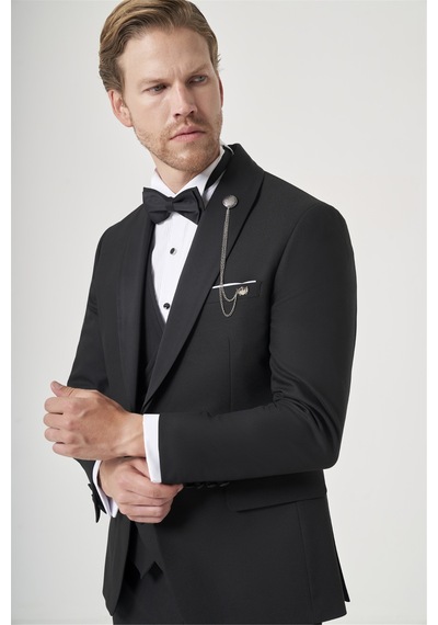 İmza Siyah Kırlangıç Yaka Düz Desen 6 Drop Slim Fit Yelekli Damatlık Takım Elbise 1001260206 İmza Siyah Kırlangıç Yaka Düz Desen 6 Drop Slim Fit Yelekli Damatlık Takım Elbise 1001260206