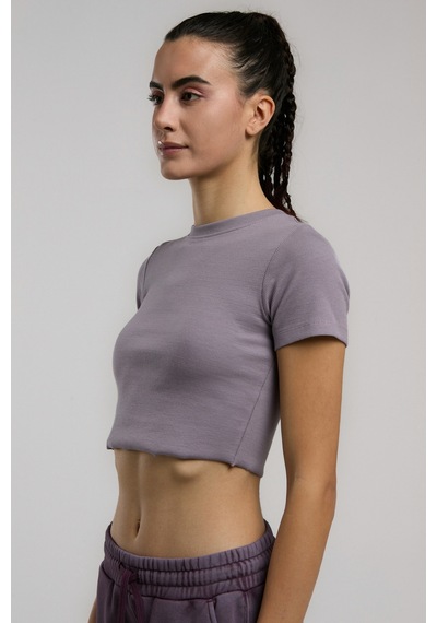 Everlast Ever Relaxed Rib Mürdüm Kadın Crop Tişört Mürdüm