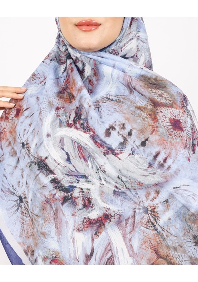 Luissa Bambu Kraş Şal Pastel Desen Lacivert