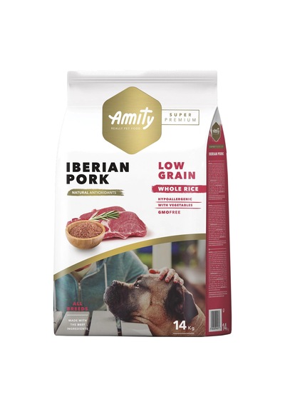 Amity Super Premium Az Tahıllı Domuz Etli Yetişkin Köpek Maması 14 KG