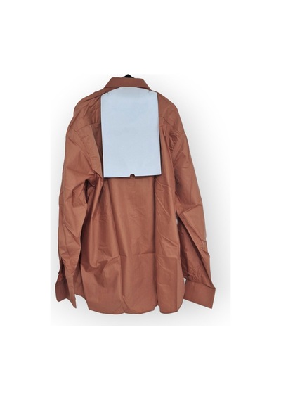 Xl/2xl Büyük Beden Sert Yakalı Cepli Pamuk Uzun Kollu Erkek Gömlek Kiremit Rengi Turuncu