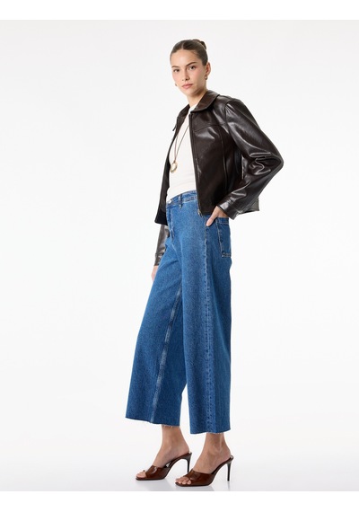 Koton Düğmeli Yüksek Bel Rahat Kesim Denim Pantolon - Culotte Jeans Orta İndigo 6sal40112md Koton Düğmeli Yüksek Bel Rahat Kesim Denim Pantolon - Culotte Jeans Orta İndigo 6sal40112md