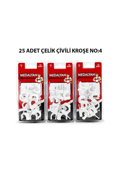 Medalyan Dl-40 Çelik Çivili Kroşe No 4 - 25'li Paket 0 - 10 CM
