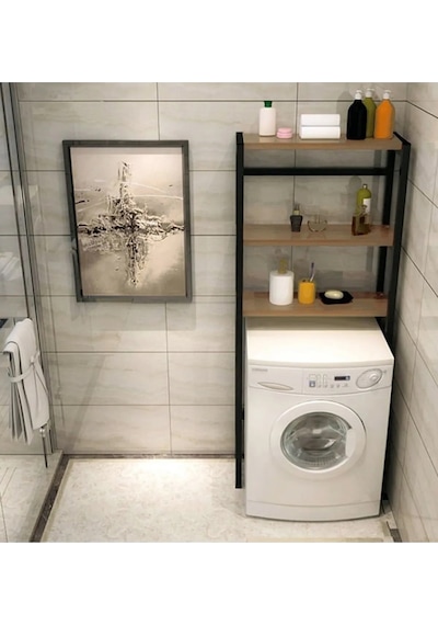 Çamaşır Makinesi Üstü Düzenleyici 3 Katlı Raf Atlantik Çam