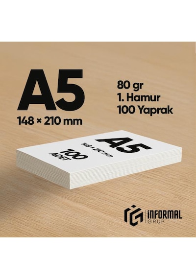 İnformal Fotokopi Kağıdı Premium Kalite A5 80 Gr 100 Yaprak