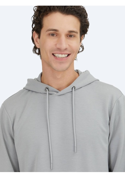 Kip Gri Kapüşonlu Sweatshırt