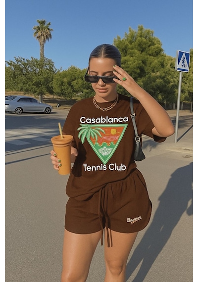 Cosablanca Tennıs Unisex Tişört Yb2 Kahverengi