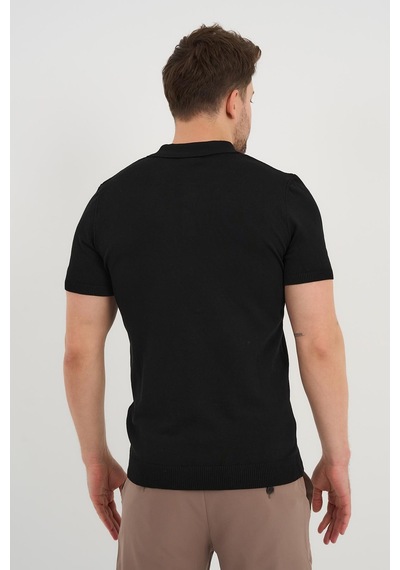 Alexander Gardi Alexandergardı Polo Yaka Düğmeli Triko T-shirt 50024 Siyah