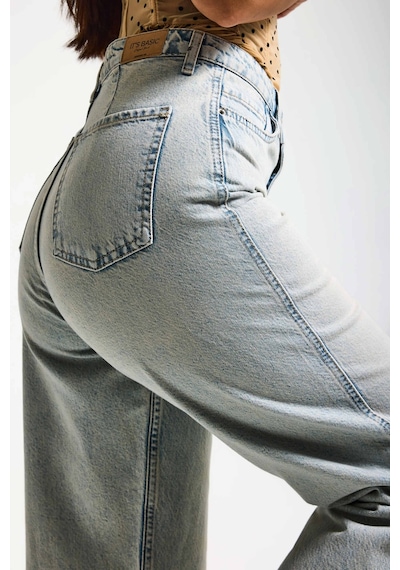 it's basic Kadın Kot Rengi 4s6-75 Relax Fit %100 Koton Denim Jean Mavi