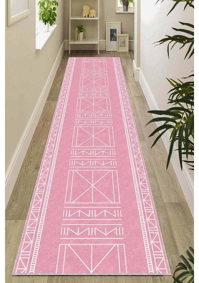 Pembe Kaymaz Taban Etnik Kesme Rulo Özel Ölçülü Yolluk Ar522n11