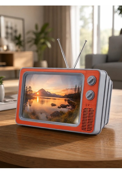 Telefon İçin 12 İnç Ekran Retro Televizyon Tasarımı Hd Film İzleme Katlanabilir Stand