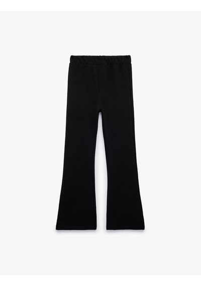 Koton Beli Lastikli Basic İspanyol Paça Pantolon Siyah 7wkg40118ak