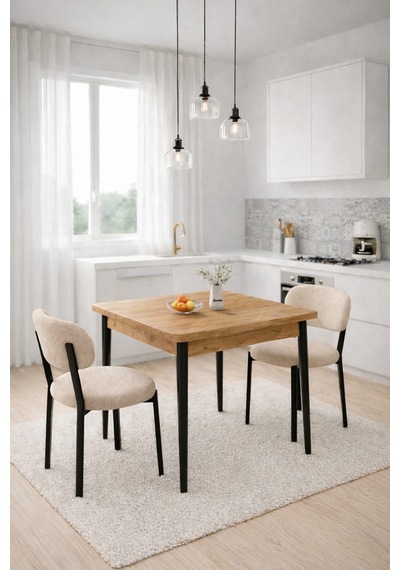 Renlife Ahşap Mutfak Masası Takımı Metal Ayaklı 2 Adet Antrasit Sandalye 70x70 Masa 2krem Çam Çam -2krem Vivo Renlife Ahşap Mutfak Masası Takımı Metal Ayaklı 2 Adet Antrasit Sandalye 70x70 Masa 2krem Çam Çam -2krem Vivo