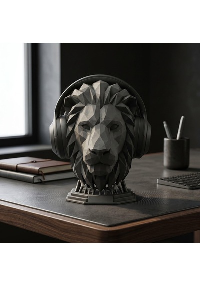 Happy3dworld Aslan Figürlü Kulaklık Standı, 3d Baskı Masaüstü Sanat Dekoru