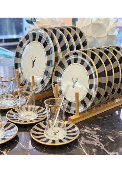 30 Parça Royal Stagoria Servis Pasta Çay Takımı Gold-5193 Çok Renkli