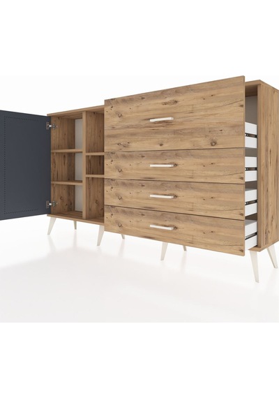 Arges Konsol 4 Raflı 4 Çekmeceli Tek Kapaklı 176x30x99 Çam-antrasit/çam Antrasıt/atlas Çam - Atlas Çam Arges Konsol 4 Raflı 4 Çekmeceli Tek Kapaklı 176x30x99 Çam-antrasit/çam Antrasıt/atlas Çam - Atlas Çam