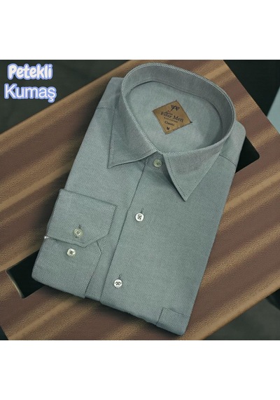 Klasik %100 Cotton Uzun Kollu Terletmeyen 4 Mevsim Gömlek Regular Kalıp Haki
