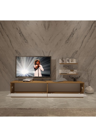 Decoraktiv Eko 4b Mdf Std Tv Ünitesi Tv Sehpası - Pera Beyaz Meşe - Beyaz