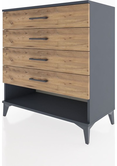 Hyperion Şifonyer 4 Çekmeceli 88x44x96 Antrasit-çam Antrasit