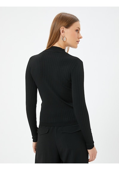 Koton Balıkçı Yaka Triko Kazak Uzun Kollu Slim Fit Siyah 5wak90007ht Siyah