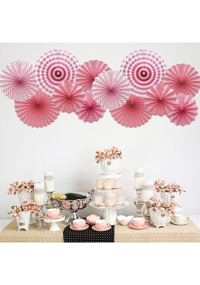 Kağıt Yelpaze Süs Pembe Set 6 Lı