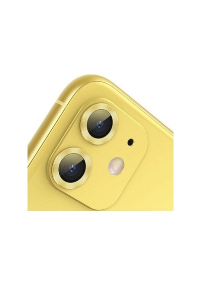 Apple Uyumlu iPhone 12 Mini Kamera Koruyucu Lens Mercek Metal Çerçeveli 2li Set Gold Altın