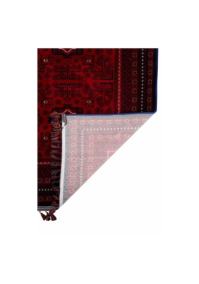 Elvey Home Afgan Vintage Kaymaz Taban Gerçek Kadife Bambu Sık Dokuma Otantik Dekoratif Zamansız Tasarım Halı Bordo