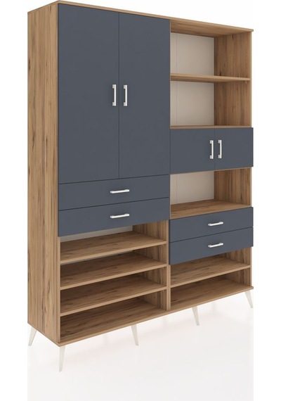 Hyperion Gardrop 11 Raflı 4 Çekmeceli 4 Kapaklı 176x44x221 Çam-antrasit Antrasit Hyperion Gardrop 11 Raflı 4 Çekmeceli 4 Kapaklı 176x44x221 Çam-antrasit Antrasit