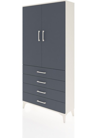 Arges Dolap Tek Raflı 4 Çekmeceli Tek Askılı 88x30x182 Aytaşı-antrasit Aytası