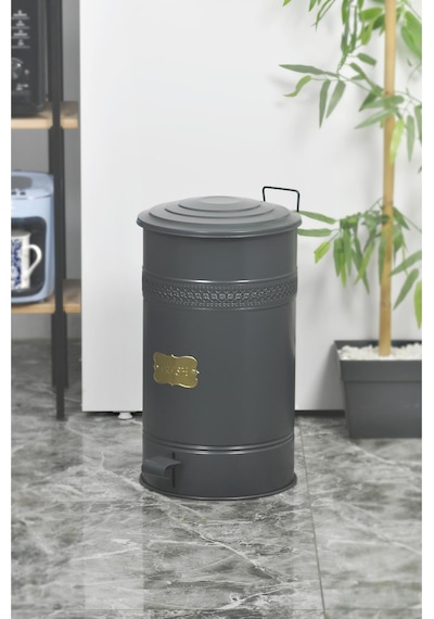 Yıldıray Metal Metal Pedallı Mutfak Banyo 30litre Çöp Kovası Ahşap