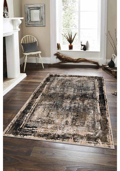 Kahverengi Modern Klasik Kaymaz Tabanlı Dekoratif Halı Ar111n11