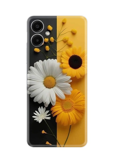 Samsung Samsung Galaxy Uyumlu A06 Kılıf Boutique Baskılı Resimli Sarı Beyaz Çiçek Pcode -044