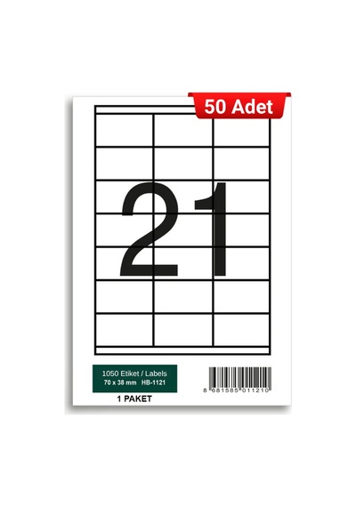 Herboy Hb-1121 70 X 38 Mm A4 Laser Etiket 50 Adet
