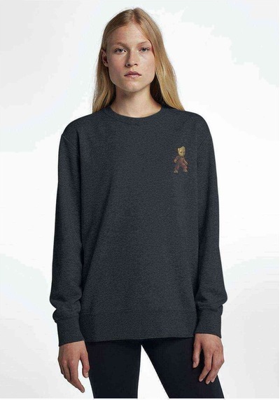 Groot Göğüs Baskılı Füme Antrasit Kadın Sweatshirt