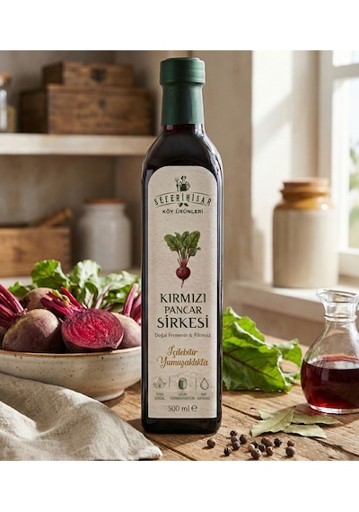 Doğal Kırmızı Pancar Sirkesi 500 Ml Katkısız, Uzun Fermentasyon Ve Saf Şifa