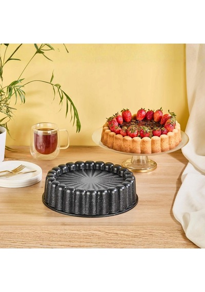 Granit Döküm Tart / Turta Kalıbı Kek Kalıbı 26 Cm Siyah
