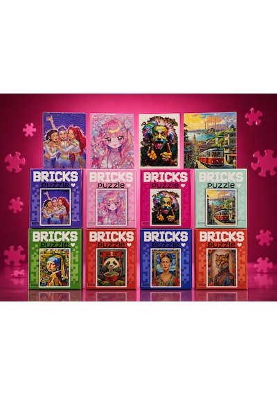 Bricks Puzzle Premium 100 Parça 8'li Set 8 Adet Full Paket