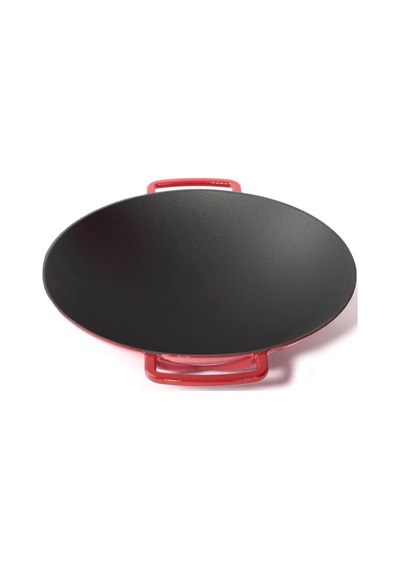 Sürel Wok Tava 35 Cm Kırmızı Demir Döküm Renkli