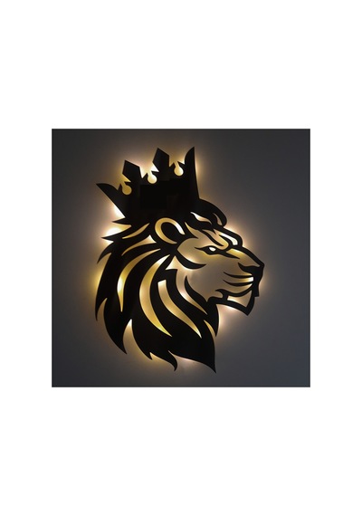 Led Işıklı Yan Portre Aslan Figürlü Tablo Duvar Dekorlu Gece Lambası Sarı - 737713025 Sarı