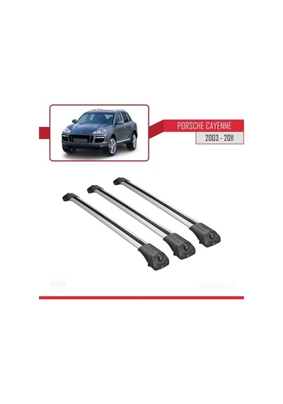 Porsche Cayenne 2003-2011 Arası İle Uyumlu Ace-1 Ara Atkı Tavan Barı Gri 3 Adet Bar