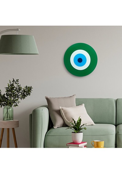 Minimalist Yaprak Yeşili Nazar Boncuğu El Yapımı Ahşap Büyük Naza