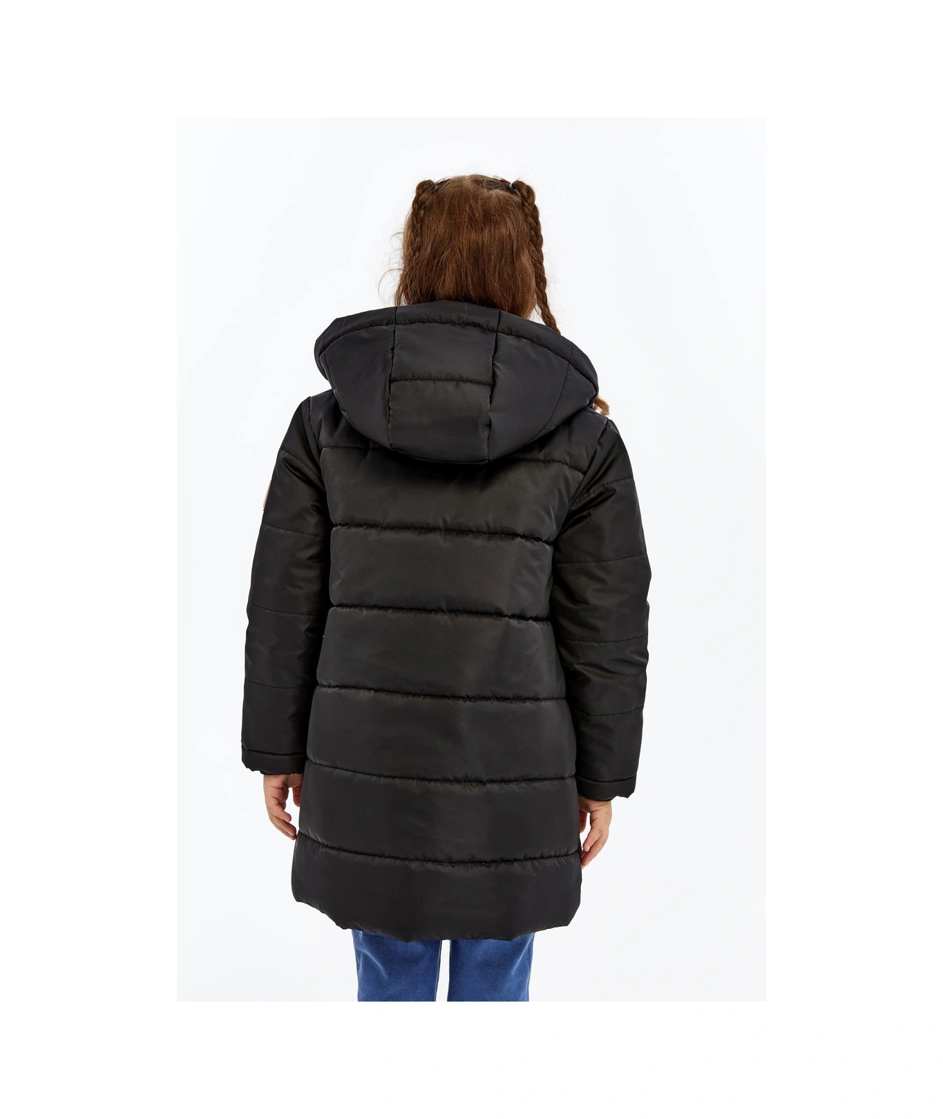 Benitto Kids Kapüşonlu Kışlık Ponpon Detaylı Kız Çocuk Kaban 51354 Siyah