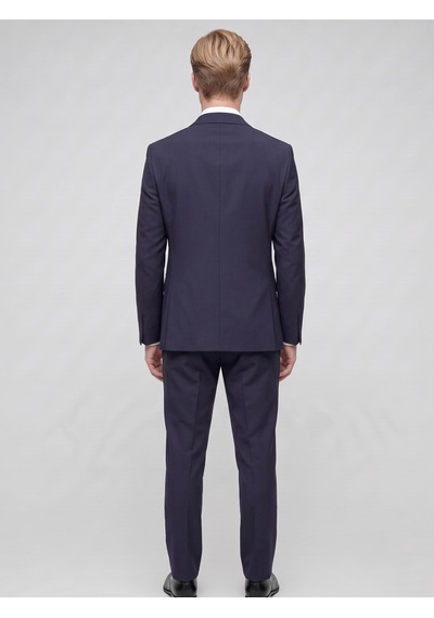 Erkek 3 Parça Slim Fit Takım Elbise Kruvaze Yelekli Modern Kesim Şık Takım Lacivert