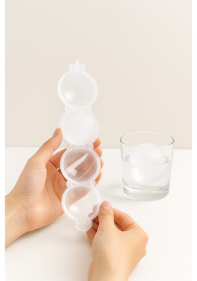 4 Bölmeli Küre Buz Kalıbı Sunum Buz Küre Kalıp Yazlık Buzluk Plastik Şeffaf Diğer