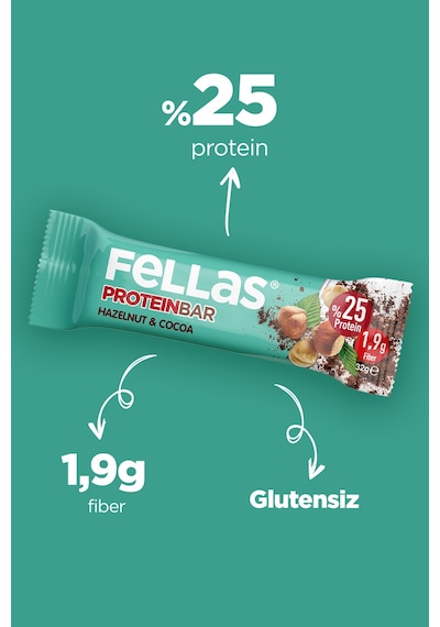 Fellas Protein Bar - Fındıklı ve Kakaolu 32 gr x 12 Adet