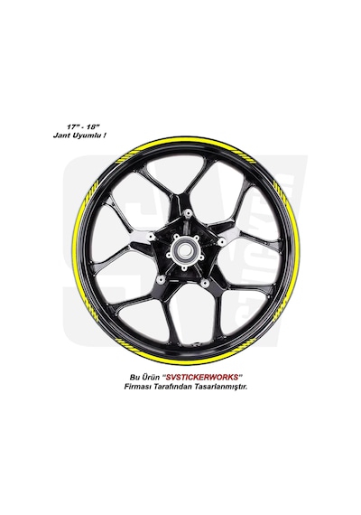 Motosiklet Jant Şeridi 16'lı Set Takım Kesikli Şerit Sticker Sarı