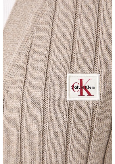 Calvin Klein % 100 Pamuk V Yaka Düğmeli Kazak Lv047h305g2jx Kadın Kazak Lv047h305g 2jx Bej