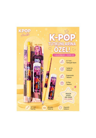 K-pop Anime Desenli Uçlu Kalem Ve Yedek Uç Seti 0.7 Mm 1 Adet Set 3 3